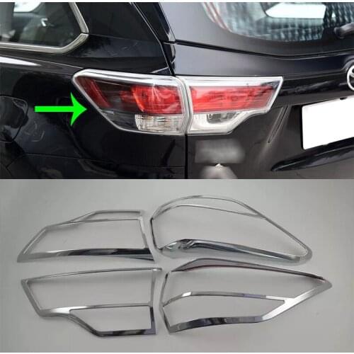 Car Accessories Exterior Decoration ABS Chrome Rear Tail Light Lamp Cover Trim 4pcs For Toyota Highlander 2015 Car-styling