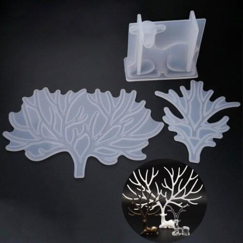 Deer with Horns Big Silicone Mold Jewelry Storage Rack Soft Mold UV Resin Mould Kawaii Resin Craft Supplies Silicone Mold Resin