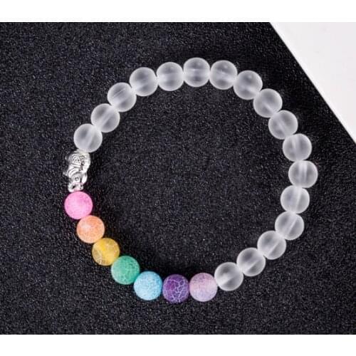 Elephant 8mm bohemian multicolor Agate beads Chakra Reiki Buddha Yoga Bracelet elastic adjustable Volcanic Stone Bangles ugj4