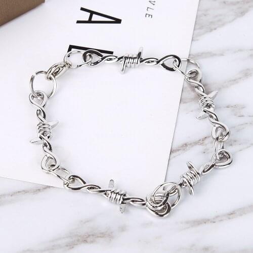 Trendy Punk Hip Hop Thorns Bracelets For Women Men Fashion Party Jewelry For Men Women Paired Bracelet With Necklace Gifts