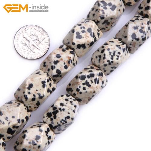 Gem-inside Natural Faceted Cambay Cuboid Dalmatian Dalmation Jasperss Beads For Jewelry Making 4-18mm Strand 15'' DIY Jewellery