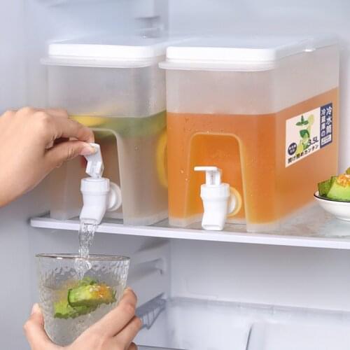 3.5L Cold Water Kettle with Tap Plastic Juice Bucket Refrigerator Lemon Cold Water Bucket Bottle Ice Water Teapot with Faucet