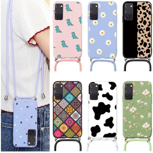 For Samsung Galaxy S20 FE Fan Edition Lite 5G Silicone Phone Cover For Samsung s20fe Strap Cord Chain Necklace Lanyard Coque Bag