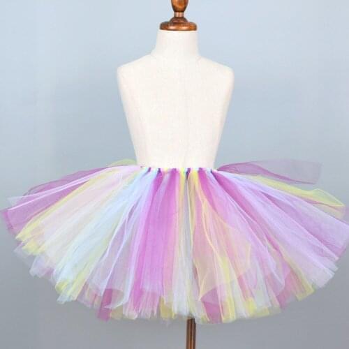 Colored Fluffy Tutu Skirt Baby First Birthday Party Tulle Skirt Kids Dance Ballet Pettiskirt Baby Girls Photo Props Newborn-12Y