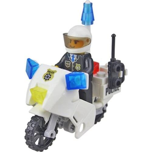 Childrens plastic collage toy boy gift early teaching collage building blocks military model public security motorcycle
