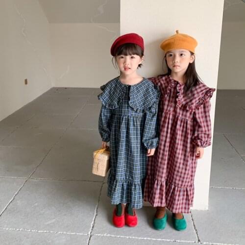 Autumn 21 baby dress long sleeve plaid pattern vintage style sweet toddler baby dresses au