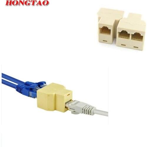 RJ-45 SOCKET RJ45 Splitter Connector CAT5 CAT6 LAN Ethernet Splitter Adapter 8P8C Network modular plug PC laptop cable contact