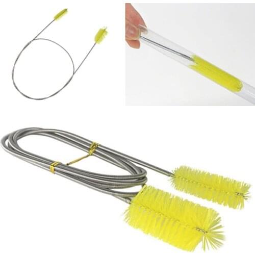Mayirt 61" Flexible Aquarium Tude Brush Double Head Cleaning Brush Aquarium Filter Pump Pipe Hose Cleaning Tool