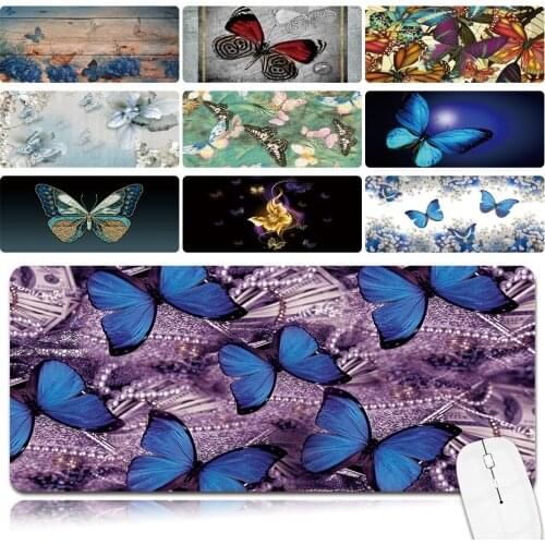 Smooth Extra Large Office Computer Desk Mat Anti-slip Waterproof PU Leather Mouse Pad Butterfly Pattern Portable Game Mouse Mat