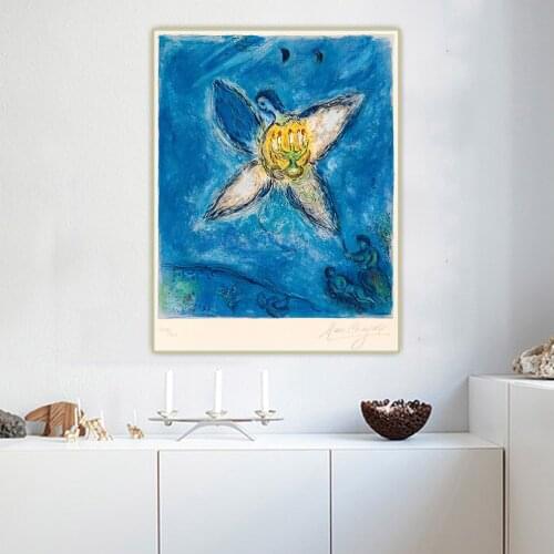 Holover Canvas Oil Painting Marc Chagall"Angel With A Candlestick"Surrealism Aesthetic Jewish Culture Poetic Wall Home Decor