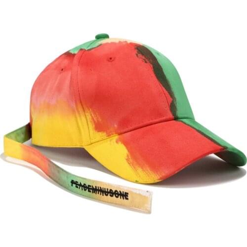 Cotton Tie dye Baseball Caps Fashion Colorblock Graffiti Casual Hats for Men Women Trendy Creativity Travel Colorful Sun Hats