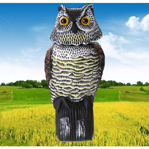 JX-LCLYL Fake Owl Ornamental Hunting Decoy Rotating Head Protector Garden Field Lawn New