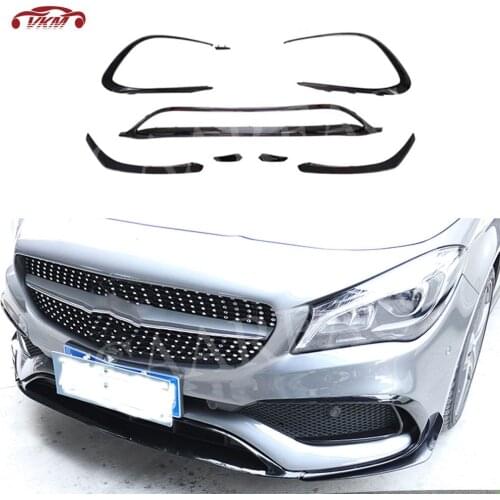 Carbon Fiber Front Lip Spoiler Fin Canards for Benz Cla Class W117 CLA45 AMG 2016-2019 ABS Car Head Bumper Air Vent Trim Covers