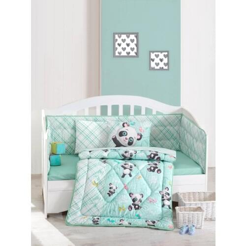 Cotton Box Baby Bedding Set, Baby Room Decor, Gifts, Quilt, Bed Sheets, Pillow Cases are manufactured in Turkey Panda