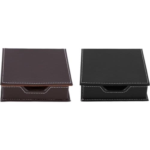 Leather Memo Box Office School Supplies Desk Accessories Organizer Card Holder Note Holder Sticky Note Storage Box