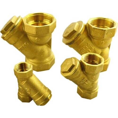 BSP 1/2" 3/4" 1" 1-1/4" 1-1/2" 2" Female Inline Y Mesh Strainer Threads Filter Brass filter valve