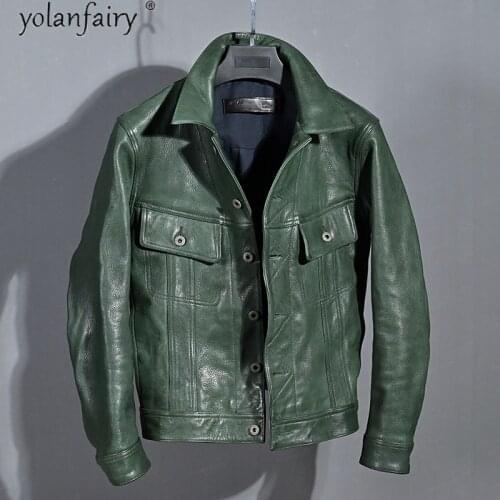 High Quality Short Genuine Leather Jacket Men 100% Goatskin Coat Vintage Mens Leather Jackets and Coats Veste Homme Pph4905
