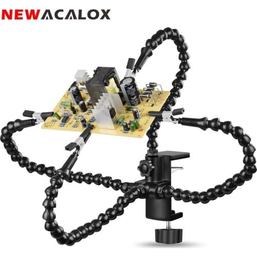 NEWACALOX ClampingTable Soldering Third Helping Hand PCB Holder 3X Magnifying Glass USB LED Lighting Welding Station Rework Tool