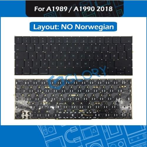 New Norwegian Standard A1989 A1990 keyboard For Macbook Pro Retina 13" 15" Mid 2018 NO Norway Keyboard Replacement