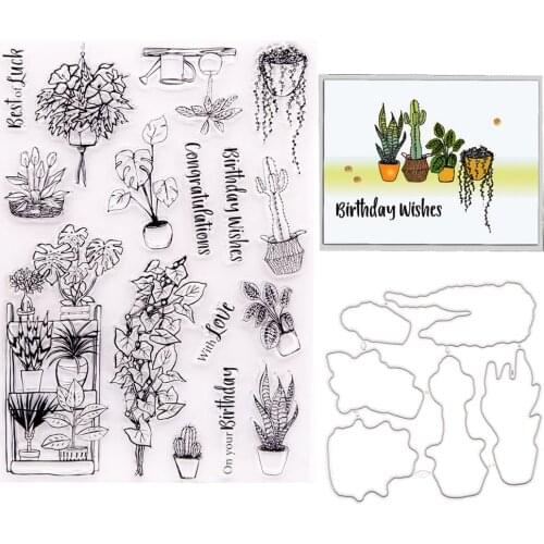 Clear Stamps and Metal Cutting Dies 2020 Flower Stamp with Die set for DIY Scrapbooking Handmade Card Embossing Template