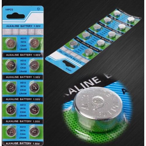 10Pcs AG13 A76 LR44 357A S76E G13 Button Coin Shaped Cell Battery 1.55V Alkaline Button Batteries