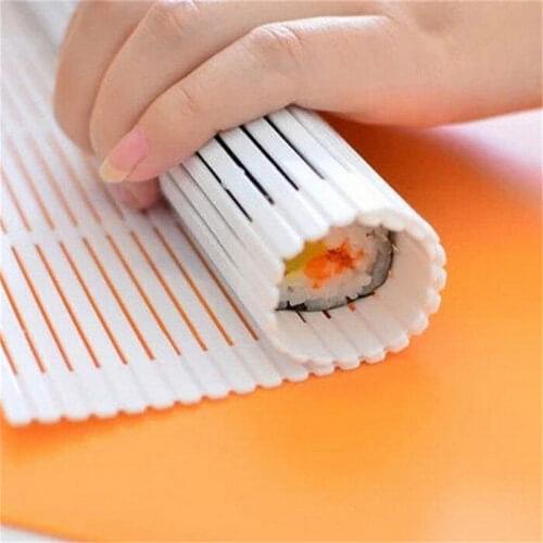 Silicone Sushi Roller Mats Washable Reusable Sushi Roll Mold Mat DIY Japanese Food Rolling Rice Rolling Maker Cake Roll Pad