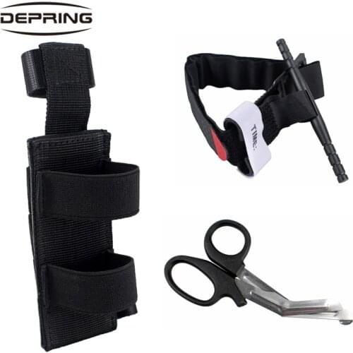 Tactical EDC Outdoor Molle Pouch&One Hand Tourniquet&Trauma Shear Scissor Camping Hiking Emergency Survival First Aid Kits