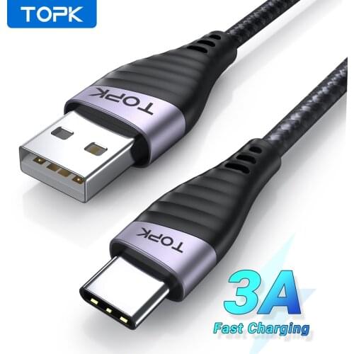 TOPK AN15 USB Type C Cable & Micro USB Cable 3A Fast Charging Data USBC Type-C Cable Mobile Phone Cables for Xiaomi mi Samsung