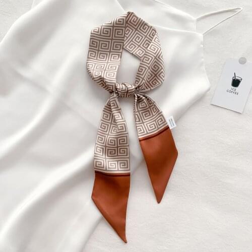 Versatile Silk Like Skinny Scarf Letter G Narrow Neckerchief Women’s Fashion Bag Ribbon Scarf Headbands Trendy Hair Band