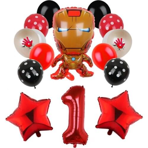 14pcs MARVEL Party Balloons Hero Iron Man Foil Balloon Number Foil Balloons Birthday Party Decoration Supplies Childrens Gifts