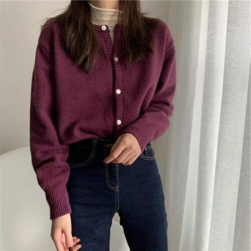 Knit Sweater Women Autumn Cardigan Female Casual Long Sleeve Button Cardigan Knitted Sweaters Coat Femme Winter Warm Clothes
