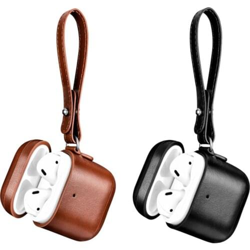 For Apple Airpods 2 Protective Case Genuine Leather Case for Airpods Vintage Leather Headphone Cases Cover Earphone Accessories