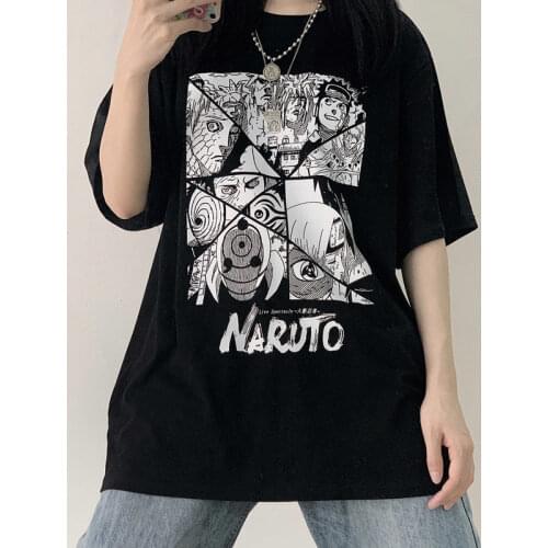 Retro Dark Style Female T-shirt Anime Loose Couple Outfit Japanese Streetwear Summer 2021 Gothic Punk Clothes Y2k Aesthetic