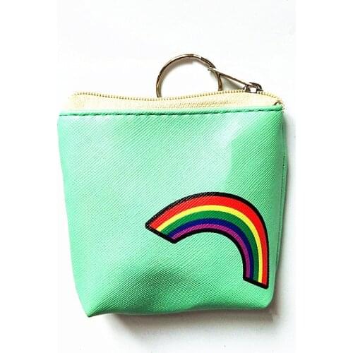 M138 Women Purses Cute Cartoon Big Eyes Stars Jellyfish Rainbows PU Small Size Coin Purse Key Buckle Bag