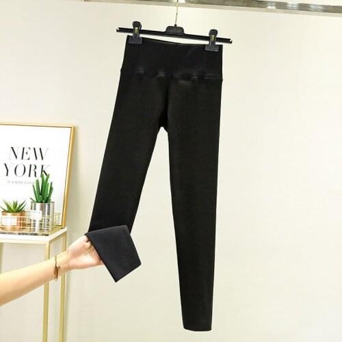 Women 2021 Autumn Winter New Thick Warm Cotton Leggings Female High Waist Slim Skinny Pants Ladies Long Stretch Trousers E374