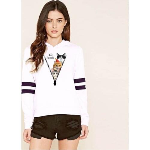 Oversized Woman Hoodies Zipper Cat Pattern Casual Comfortable Harajuku Style Female Jogging Yoga Sportswear Hoody Sweatshirts