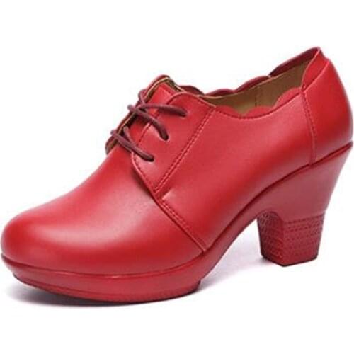 2020 Spring Lace-up Red Silver Black Shoes Women High Heel Shoes Shoes Size 32-43 Deep Mouth Patent Leather Shoes Women Pumps