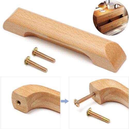 1PC Furniture Hardware Nature Color Wooden Cabinet Knob Solid Pull Handle Knobs Drawer Wood Handles Home Door Parts
