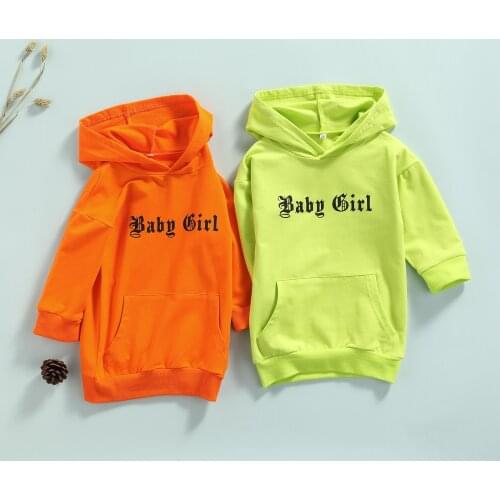 2021 Spring Autumn Toddler Baby Girl Long Hodded Sweatshirt Letter Printed Long Sleeve Hoodie Pullovers for 1-4Y