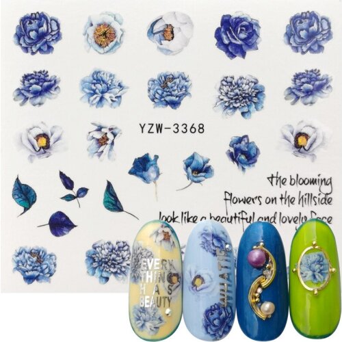 2020 New Designs Nail Water Transfer Sticker High Cold Purple Peony Nail Art Watermark Slider Manicure DIY Decoration