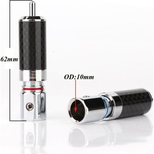 4Pieces Hi-end Rhodium Plated Carbon Fiber RCA Plug Connector, Hifi Auido Cable Interconnect Plug