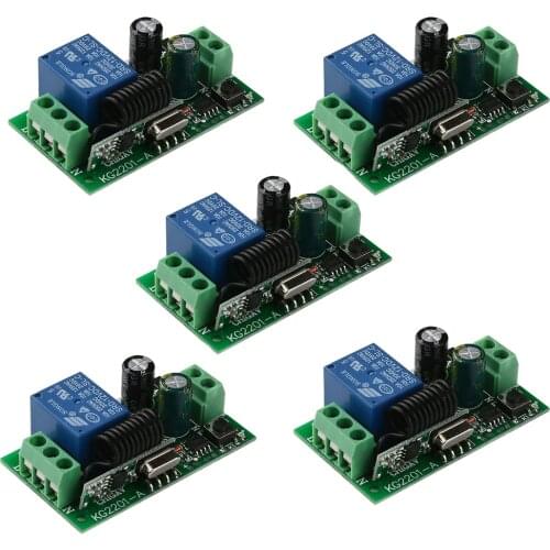 5PCS 433Mhz Universal Wireless Remote Control Switch 220V 1 Channel Relay Receiver Module for RF 433 Mhz Remote Controls