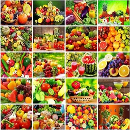 5D DIY Diamond Painting New Fruits Vegetables Full Square Diamond Embroidered Diamond Picture Kitchen Home Decoration