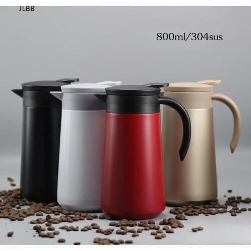800ml Thermo Jug Heat Kettle Vacuum Insulated Pot Coffee Tea Thermos Flasks Cups Teacup Stainless Steel Business Car Cup
