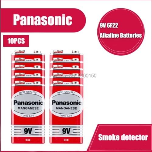 10Pcs Panasonic 9V 6F22 Battery Super Heavy Duty Batteries Dry Batteria ForInfrared Electronic thermometer wireless microphones