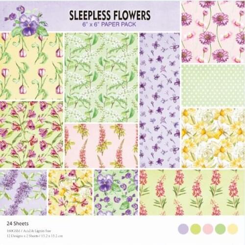 Sleepless flower style Scrapbooking paper pack of 24 sheets handmade craft paper craft Background pad P006