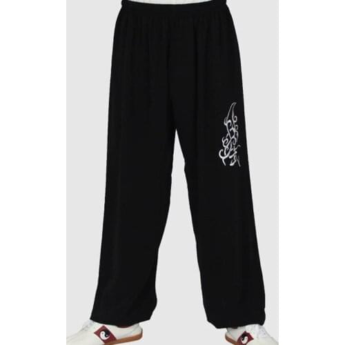 Black Color Loose Sports Trousers For Men Kung Fu Pants Chinese Style Tai Chi Kendo Male Martial Arts Sportswear Sport Clothing