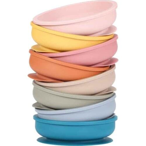Childrens silicone dinner plate baby non-slip anti-fall strong suction cup food grade silicone food supplement bowl