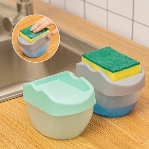 Soap Dispenser Push-type Automatic Liquid Box Soap Liquid Pump Sponge Box Kitchen Two-in-one Manual Push-type Liquid Storage Box