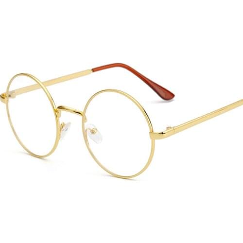 Cheap small round nerd glasses clear lens unisex gold round metal frame glasses frame optical men women black Eyeglasses Frames